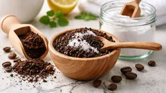Käytetyn kahvin sekoittaminen ruokasoodaan: suosittu kotitekoinen keino.