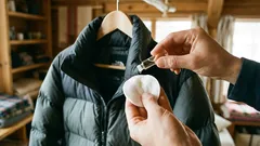 Kaksi tippaa vanulapulle riittää, jotta untuvatakkisi näyttää uudelta: sitä ei enää tarvitse pestä pesukoneessa.